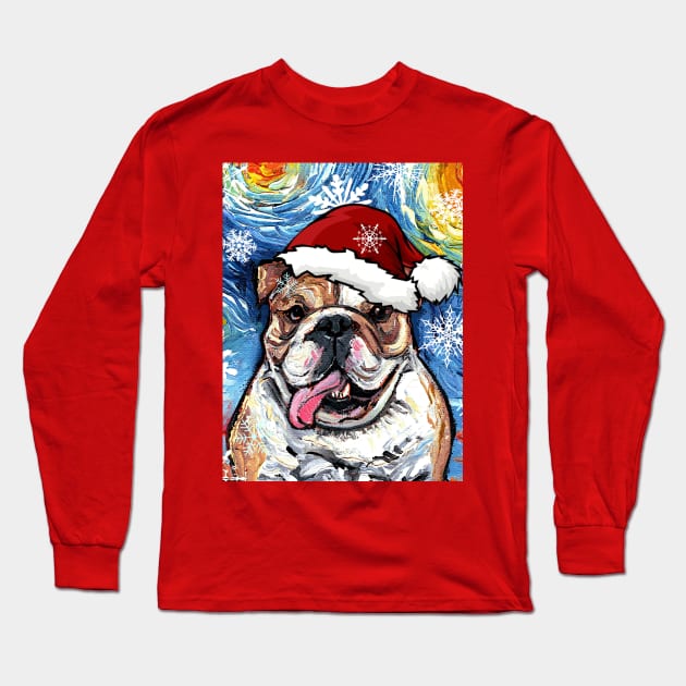Bulldog Santa Long Sleeve T-Shirt by sagittariusgallery